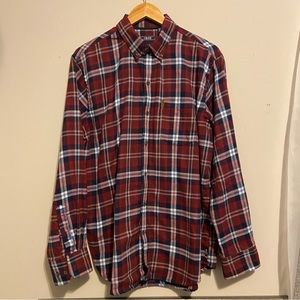 Izod Red Flannel Shirt Mens Sz L